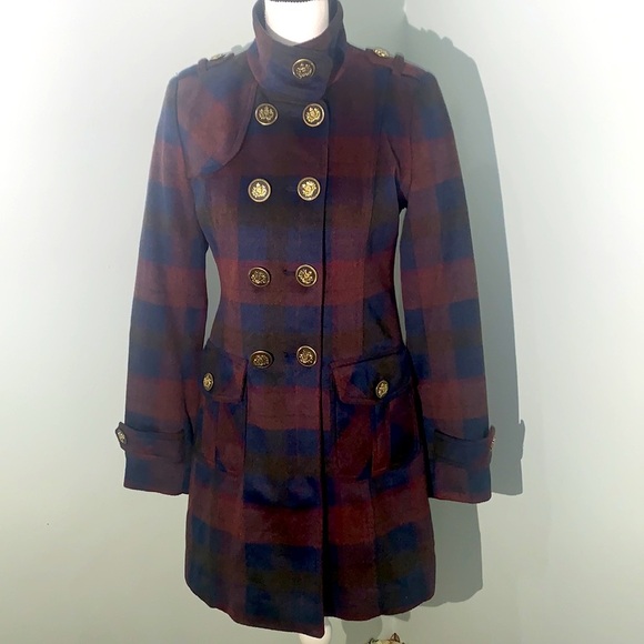 COOGI Jackets & Blazers - COOGI vintage Women’s Plaid Wool Blend Coat Outerwear Long Jacket